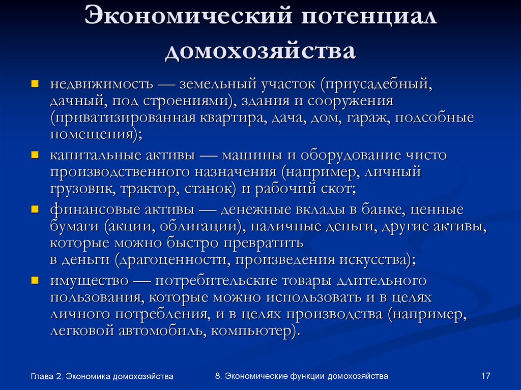 Экономический потенциал домохозяйства