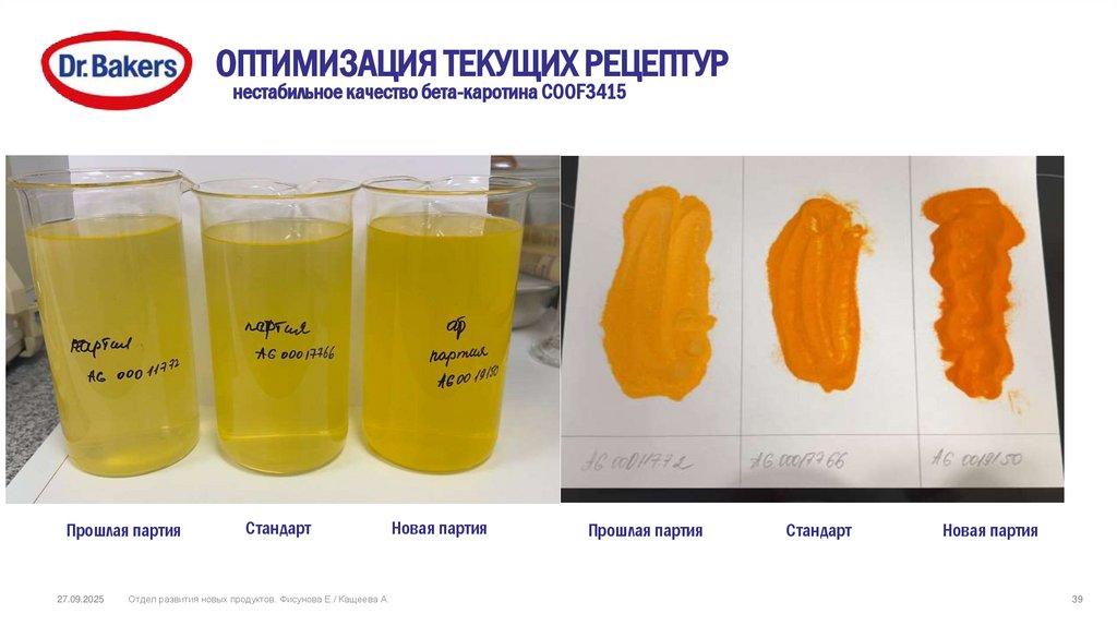 ОПТИМИЗАЦИЯ ТЕКУЩИХ РЕЦЕПТУР