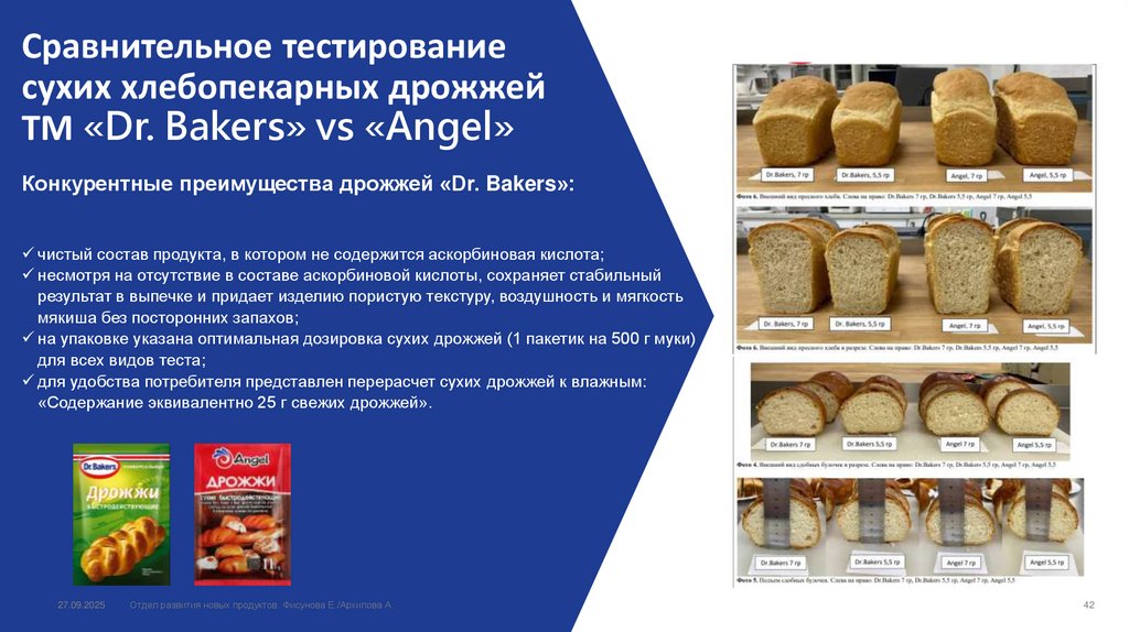 Сравнительное тестирование сухих хлебопекарных дрожжей ТМ «Dr. Bakers» vs «Angel»