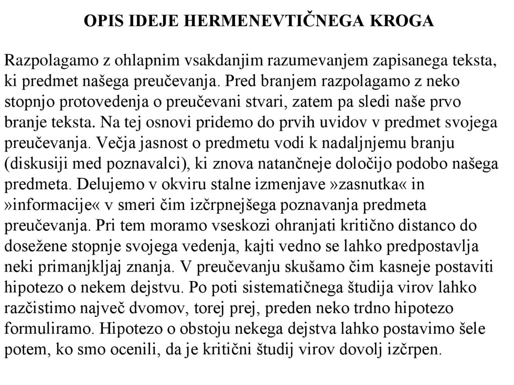 OPIS IDEJE HERMENEVTIČNEGA KROGA