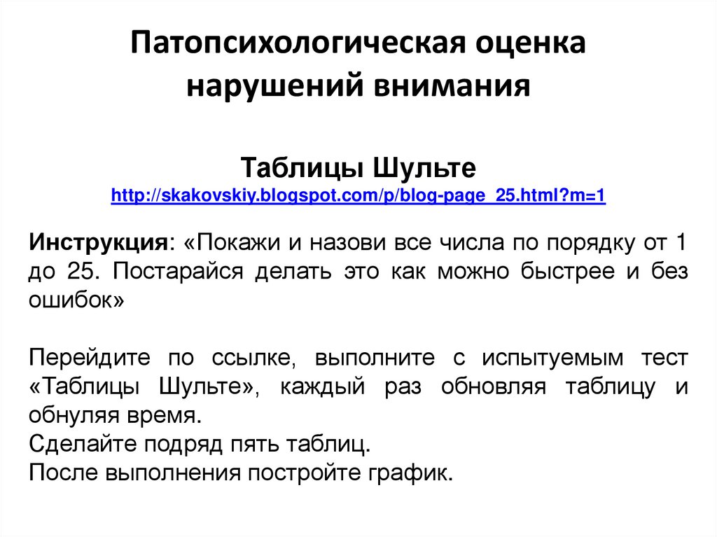 Патопсихологическая оценка нарушений внимания