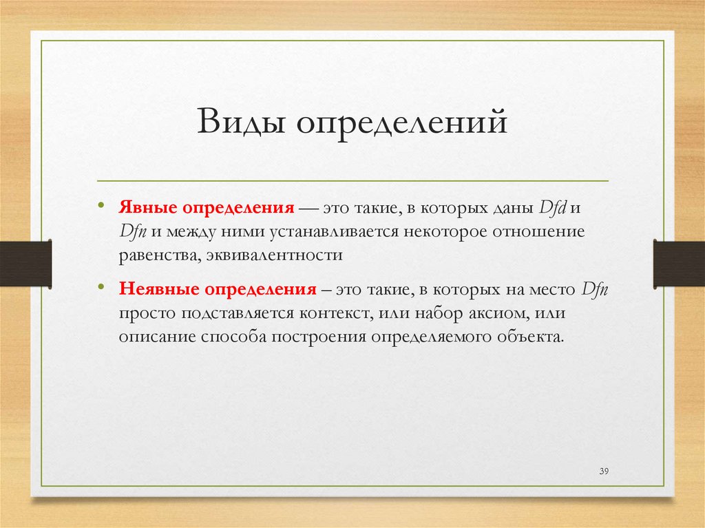Виды определений