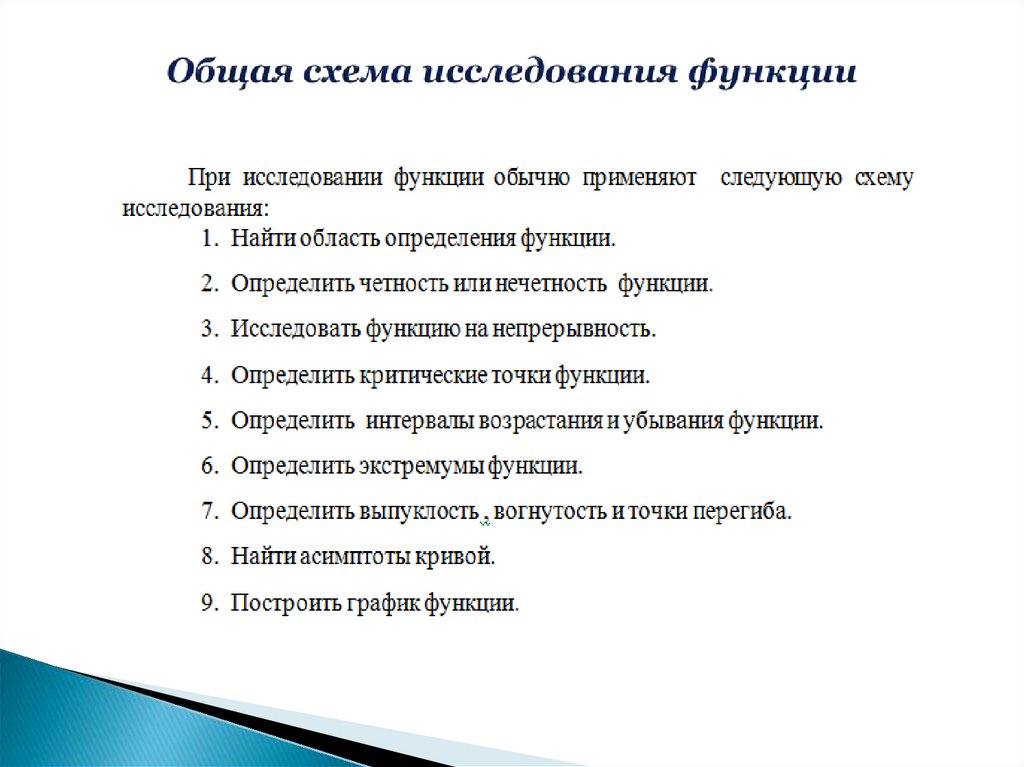 Общая схема исследования функции