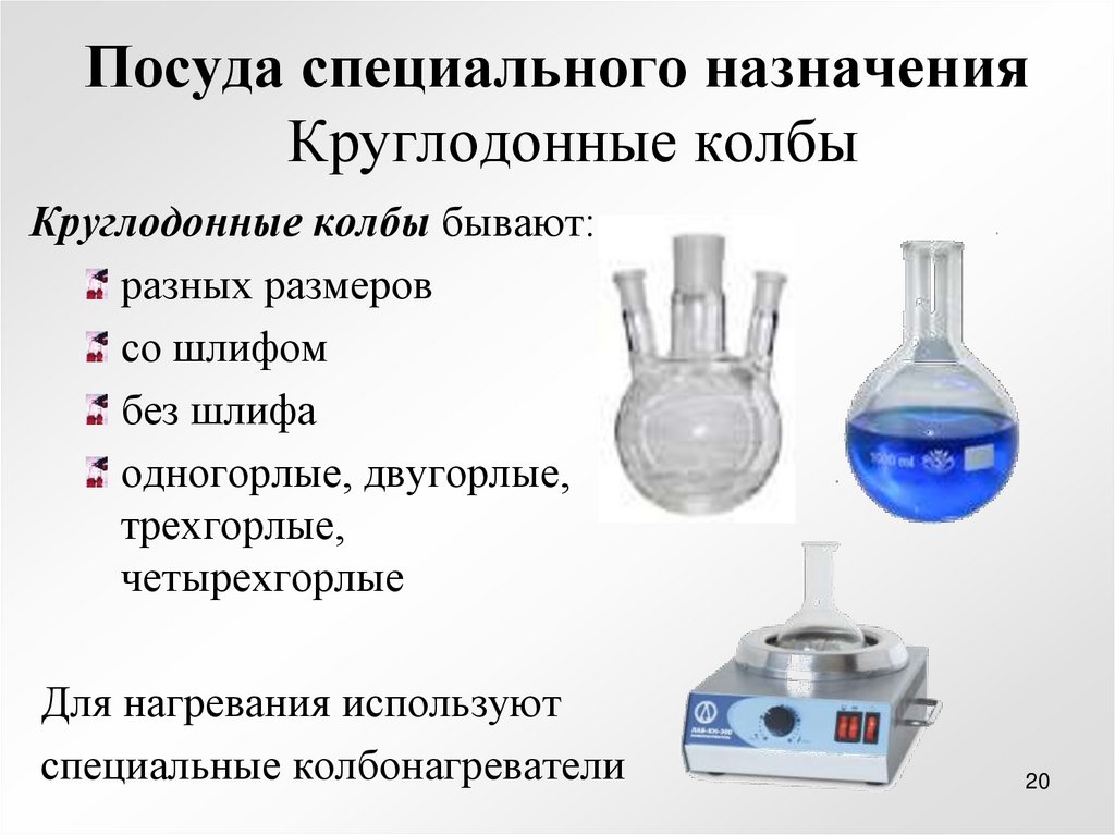 Посуда специального назначения Круглодонные колбы