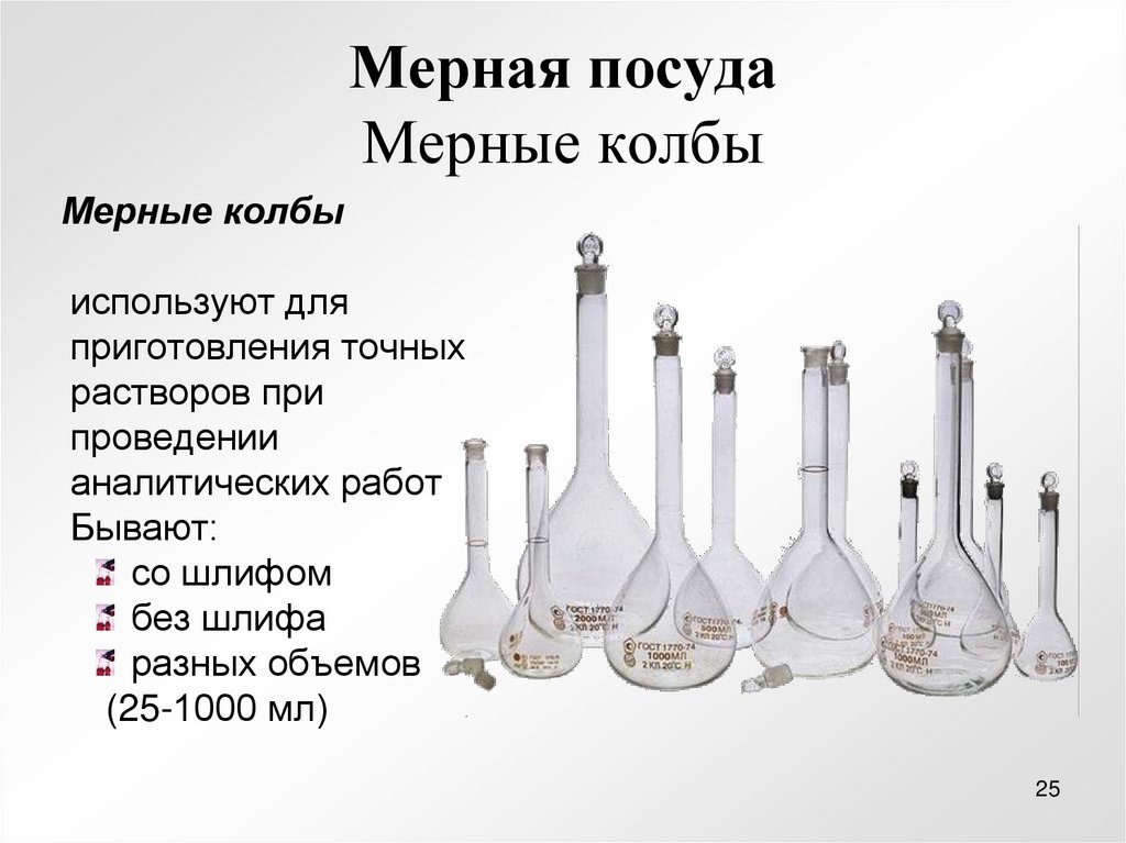 Мерная посуда Мерные колбы