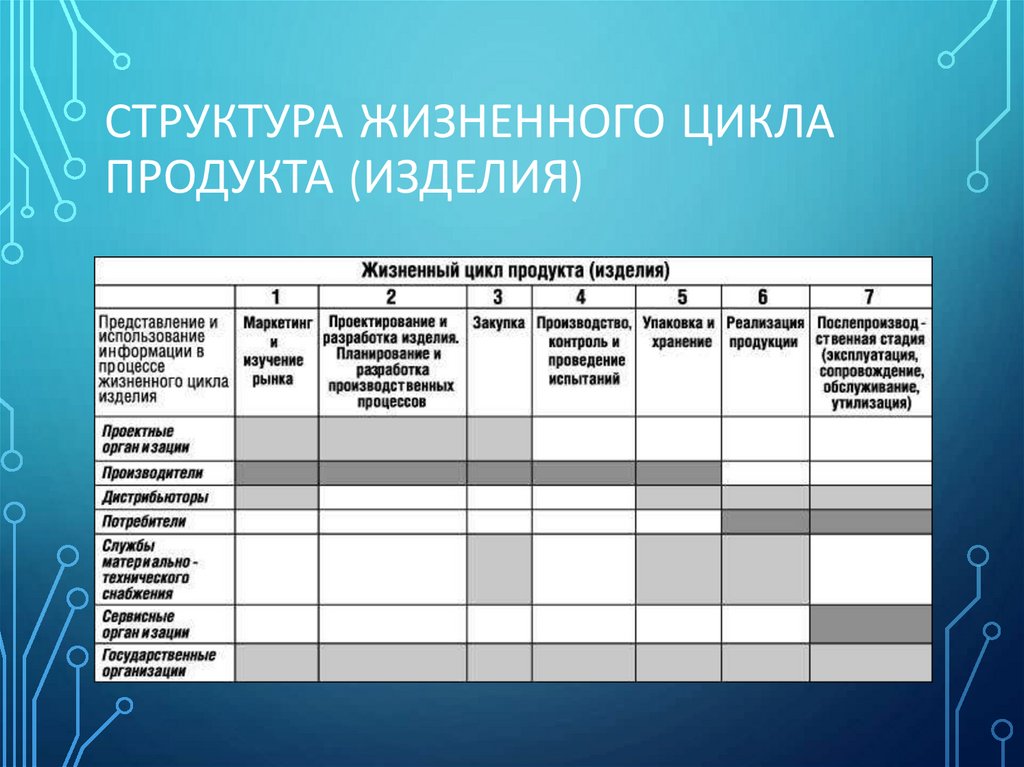 Структура жизненного цикла продукта (изделия)