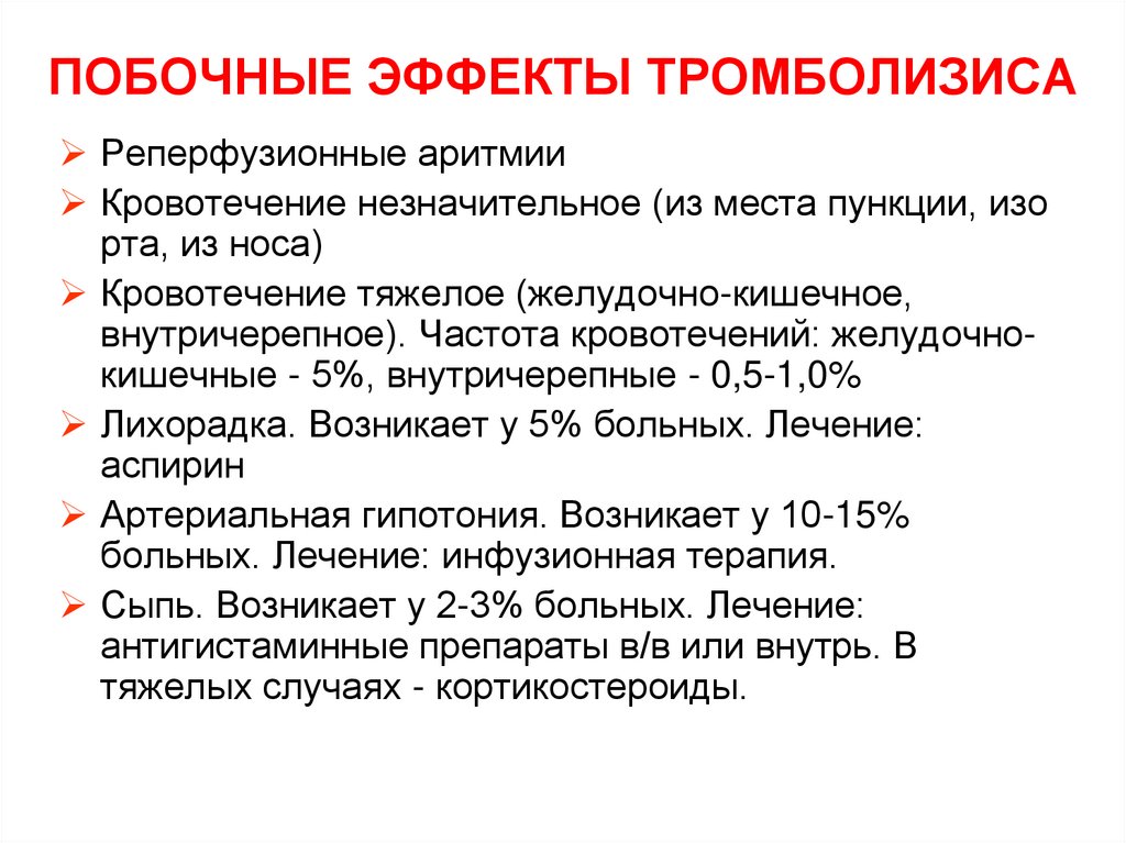 ПОБОЧНЫЕ ЭФФЕКТЫ ТРОМБОЛИЗИСА