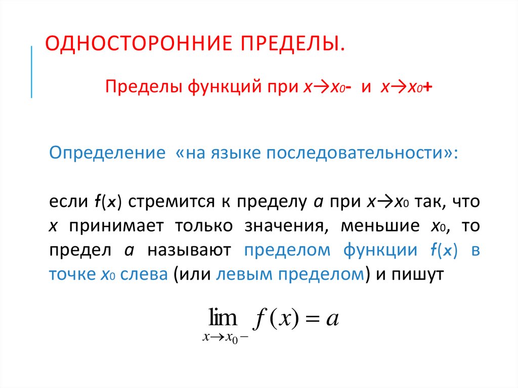 Односторонние пределы.