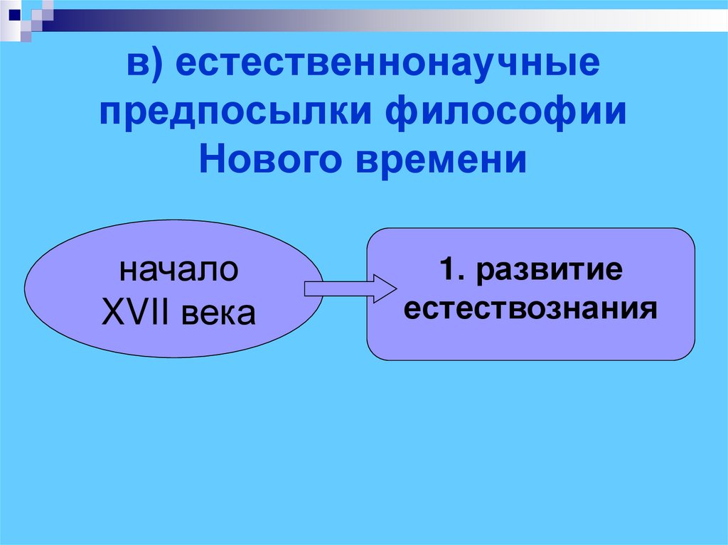 в) естественнонаучные предпосылки философии Нового времени