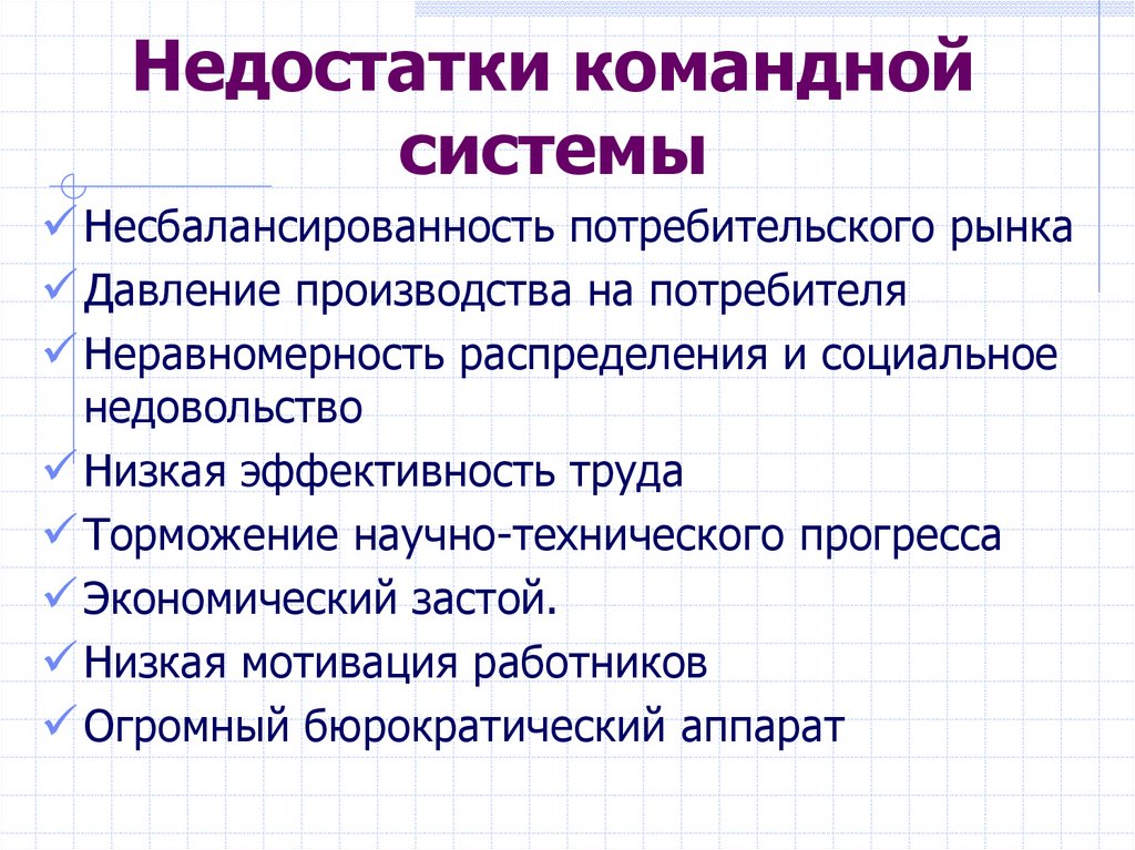 Недостатки командной системы