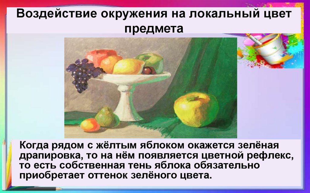 Воздействие окружения на локальный цвет предмета