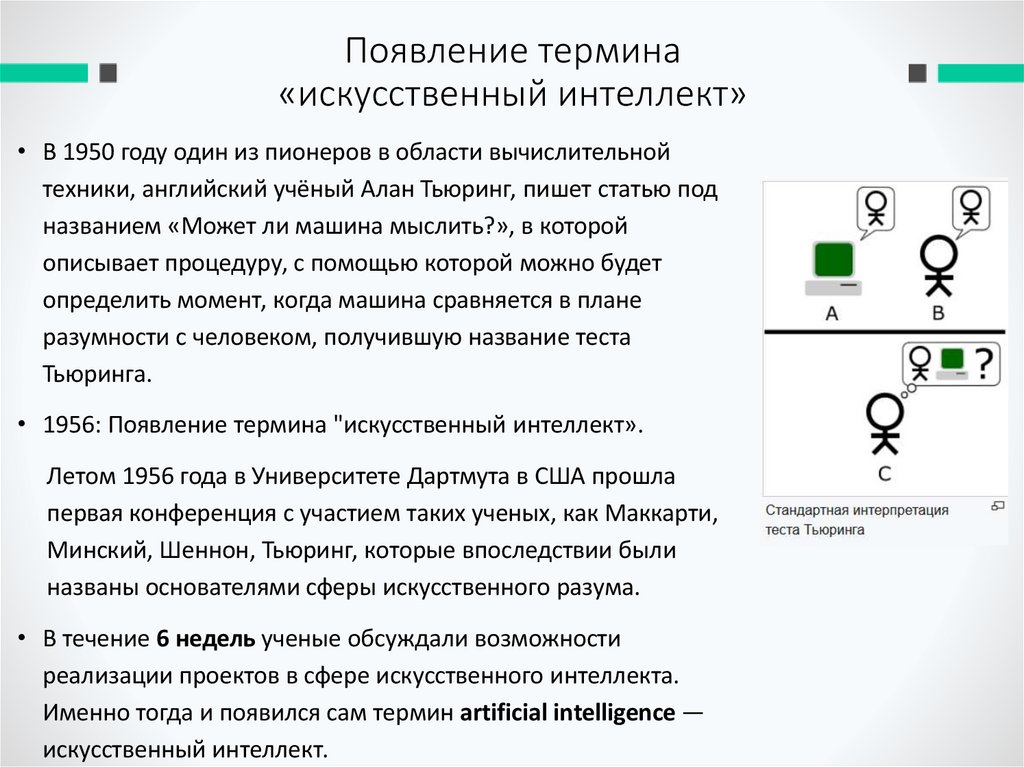 Появление термина «искусственный интеллект»