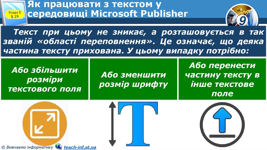 Як працювати з текстом у середовищі Microsoft Publisher