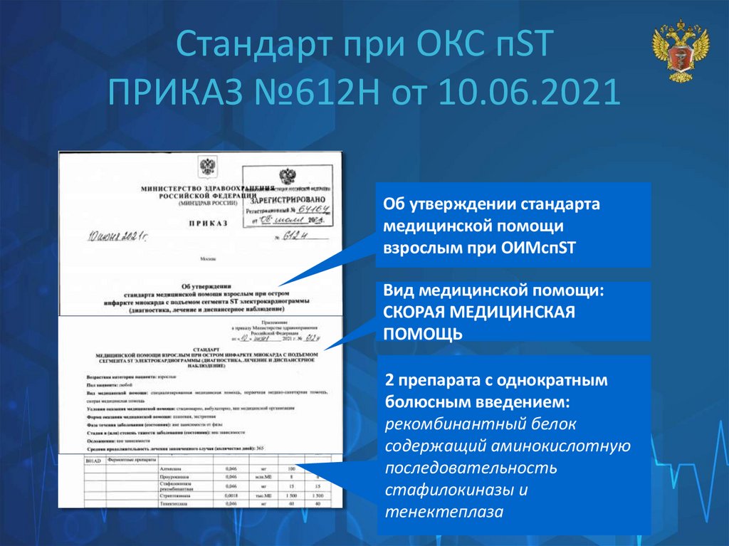 Стандарт при ОКС пST ПРИКАЗ №612Н от 10.06.2021