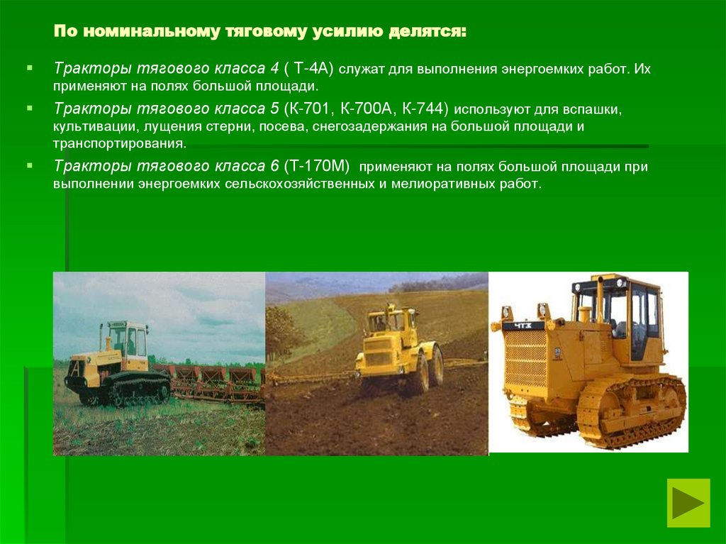 По номинальному тяговому усилию делятся: