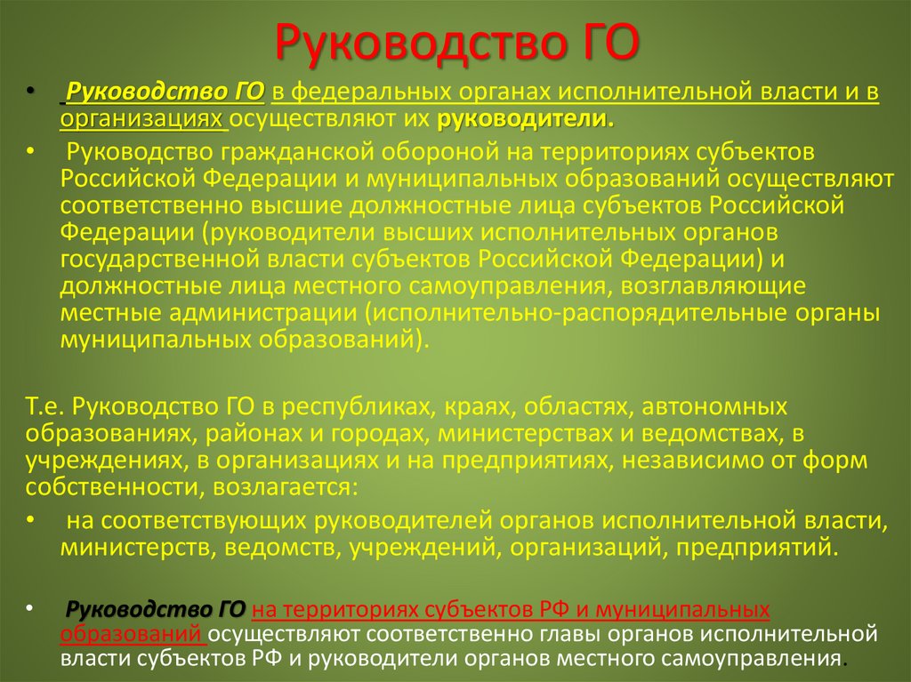 Руководство ГО