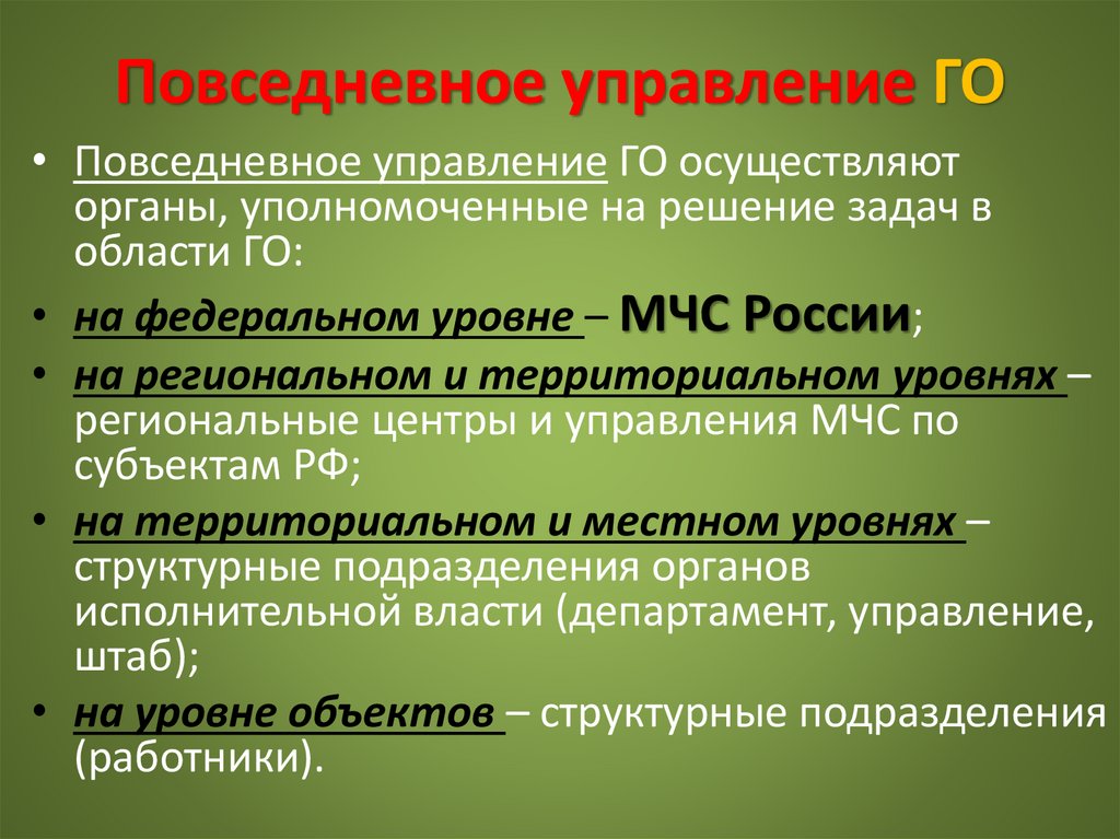 Повседневное управление ГО