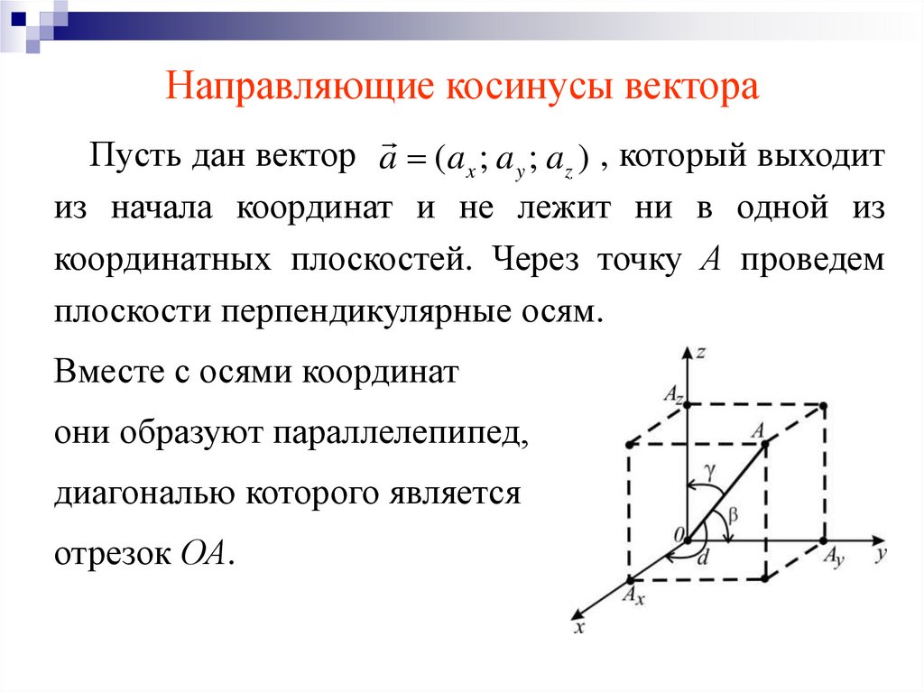 Направляющие косинусы вектора