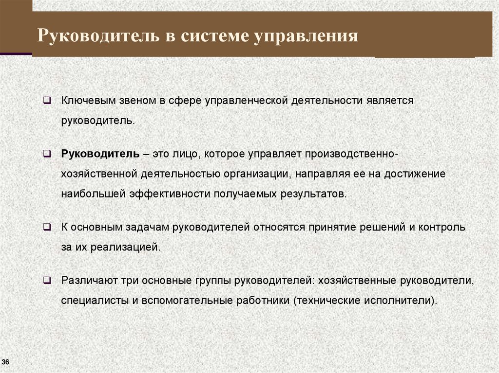 Руководитель в системе управления