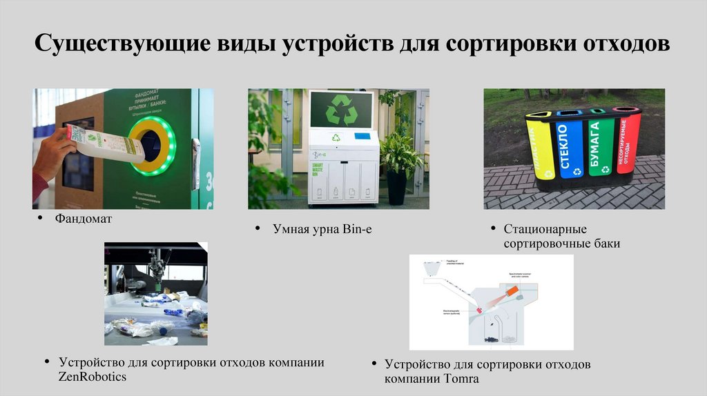 Существующие виды устройств для сортировки отходов