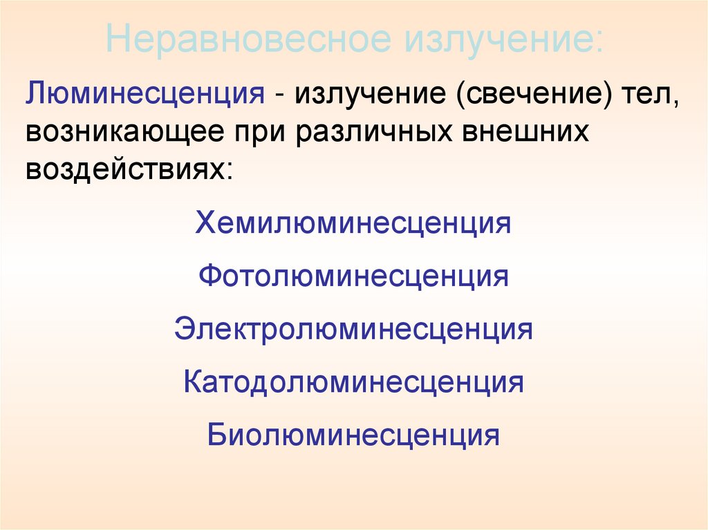 Неравновесное излучение: