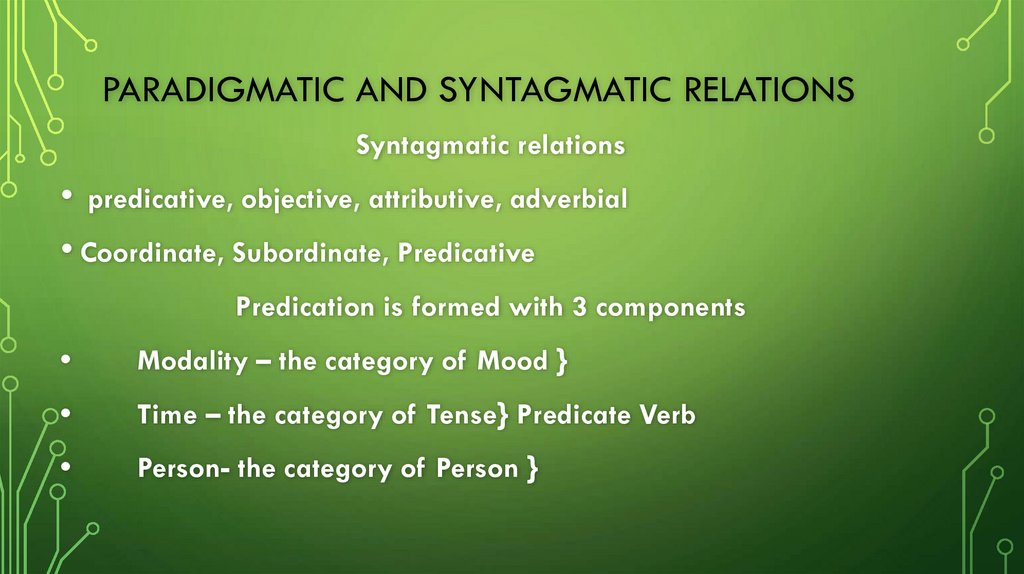 Paradigmatic and syntagmatic relations