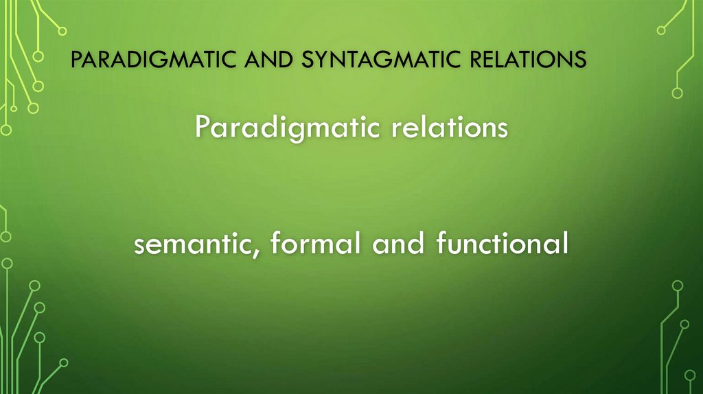 Paradigmatic and syntagmatic relations