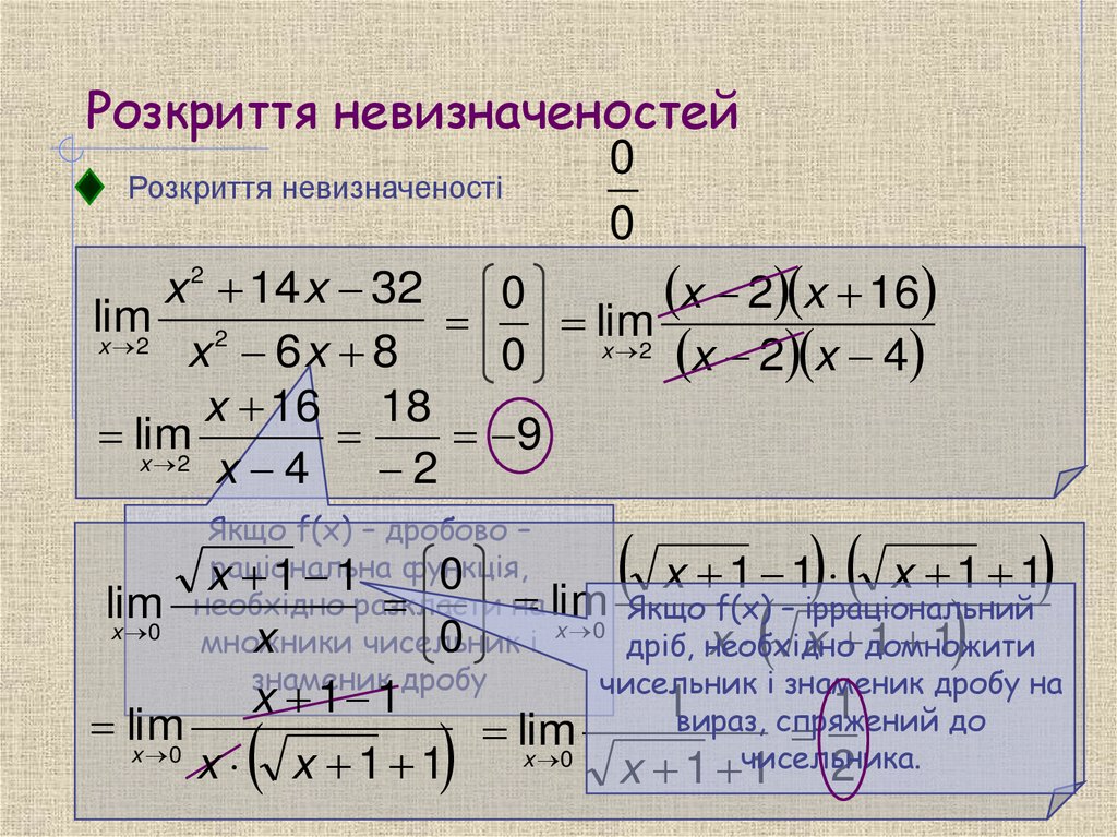 Розкриття невизначеностей