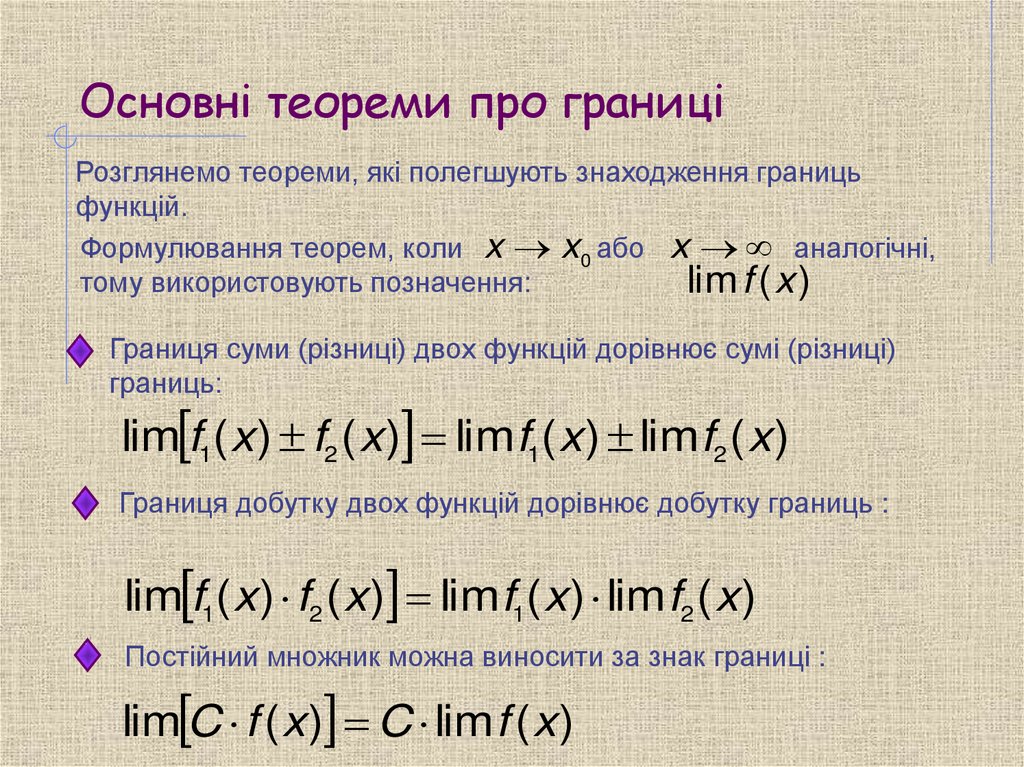 Основні теореми про границі