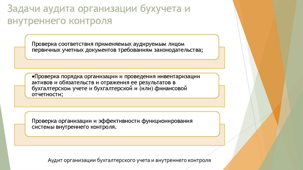 Задачи аудита организации бухучета и внутреннего контроля