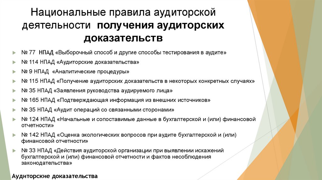 Национальные правила аудиторской деятельности  получения аудиторских доказательств