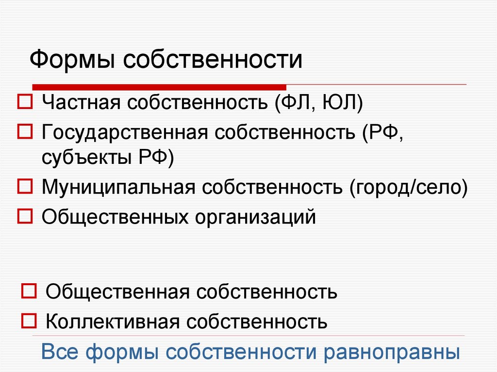 Формы собственности