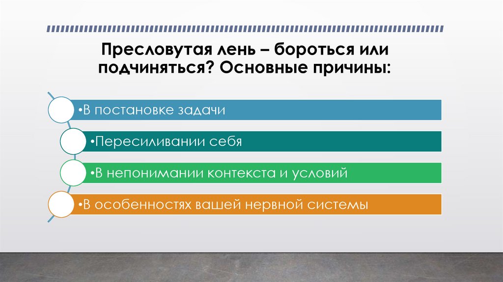 Пресловутая лень – бороться или подчиняться? Основные причины: