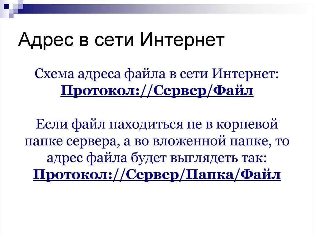 Адрес в сети Интернет