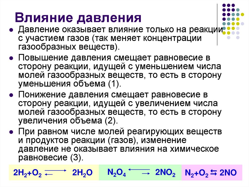 Влияние давления