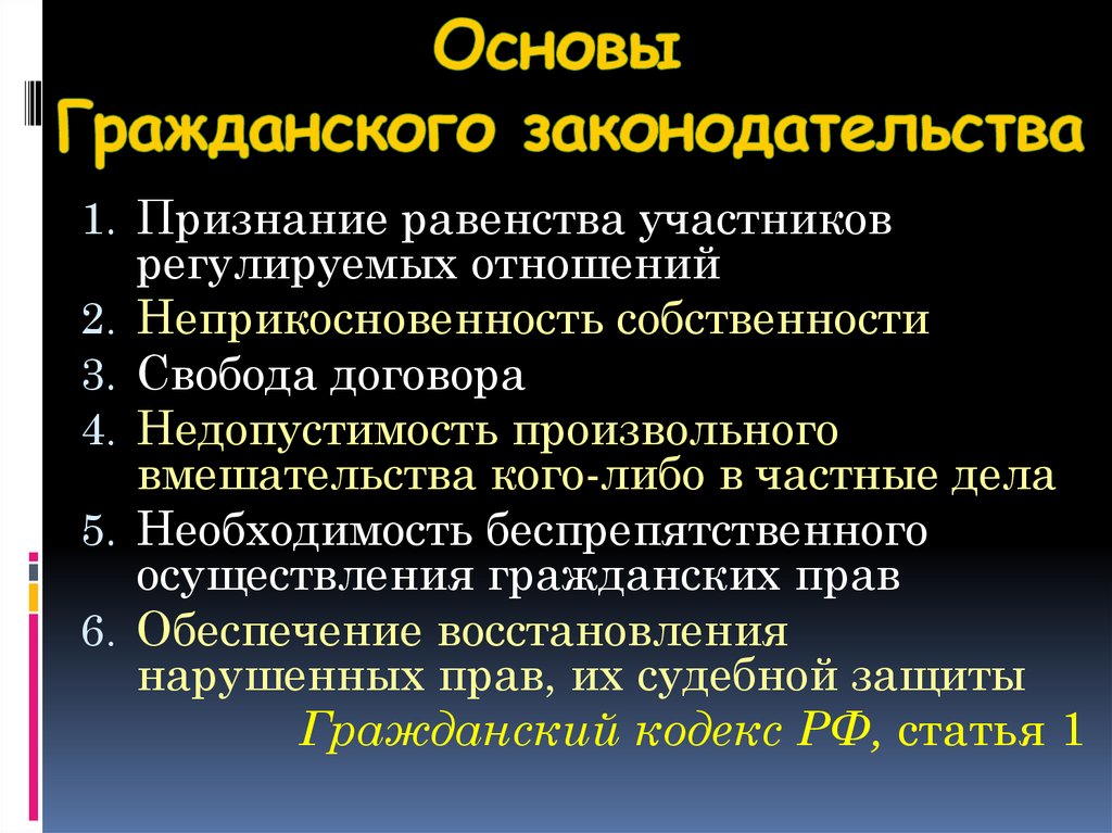 Основы Гражданского законодательства