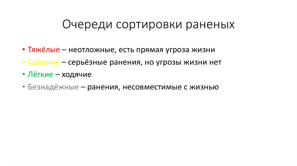 Очереди сортировки раненых