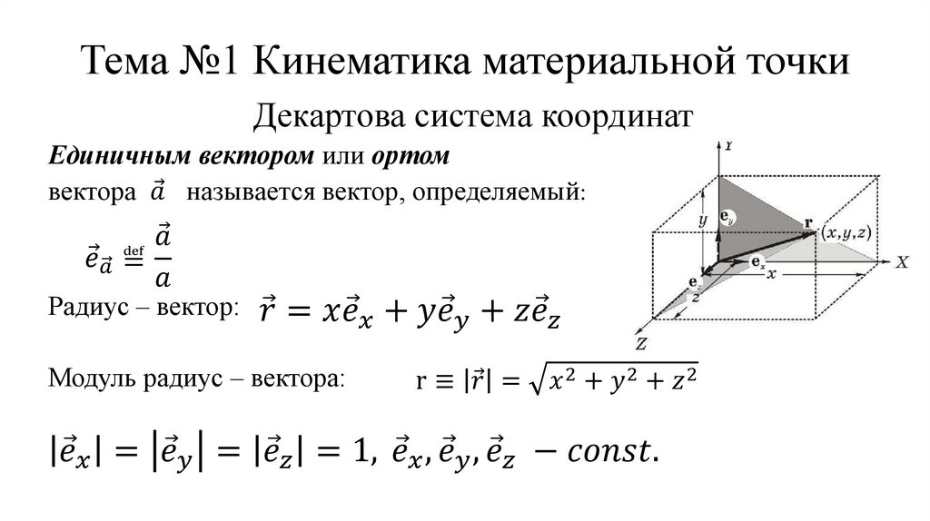 Тема №1 Кинематика материальной точки