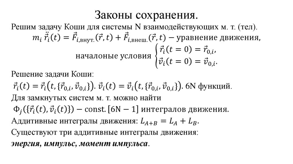 Законы сохранения.