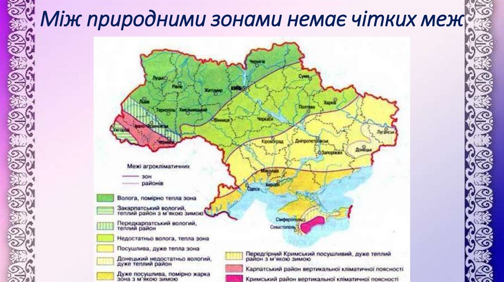 Між природними зонами немає чітких меж