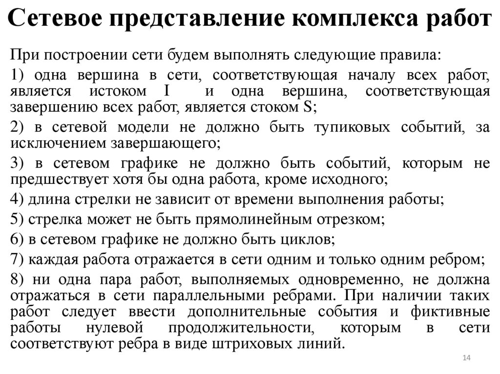 Сетевое представление комплекса работ