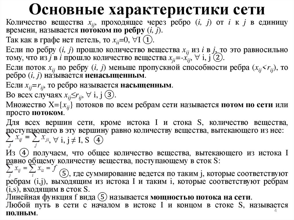 Основные характеристики сети