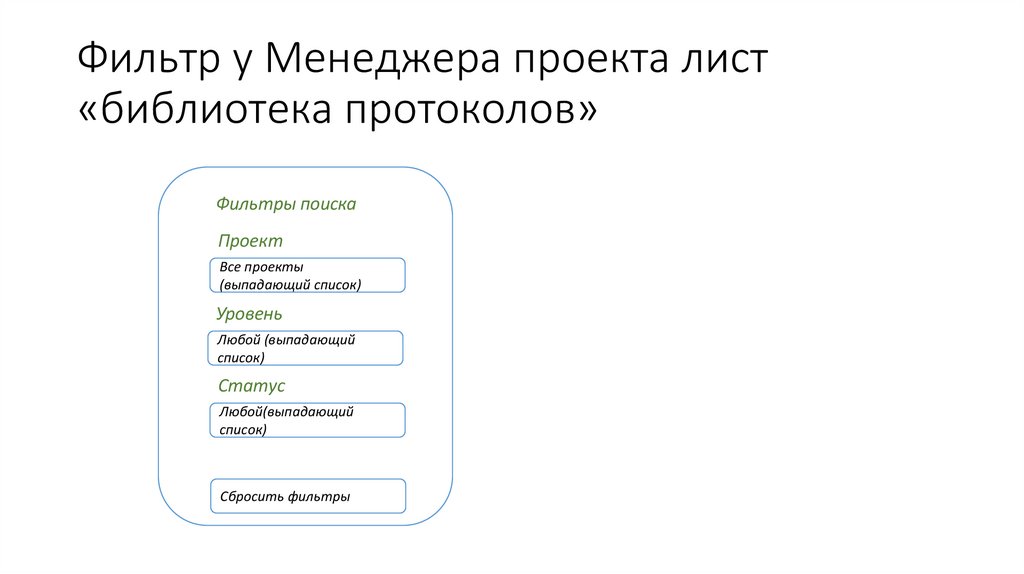 Фильтр у Менеджера проекта лист «библиотека протоколов»