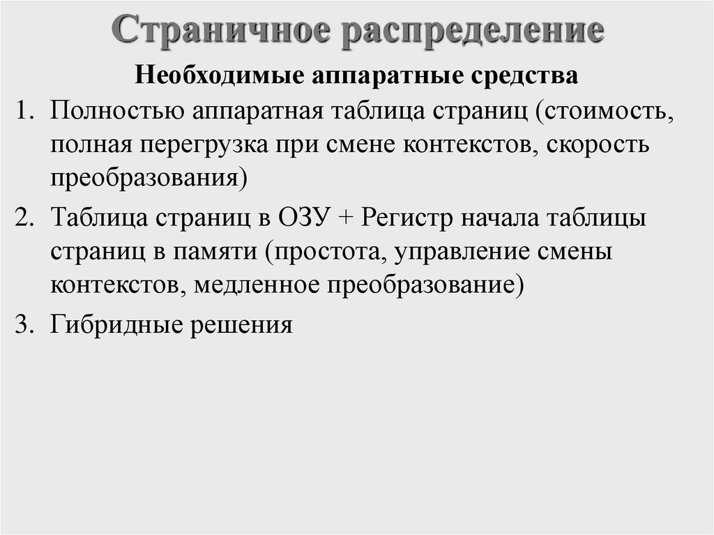 Страничное распределение