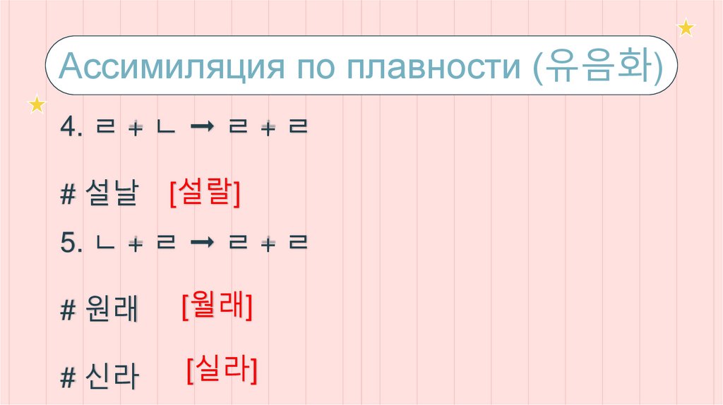 Ассимиляция по плавности (유음화)