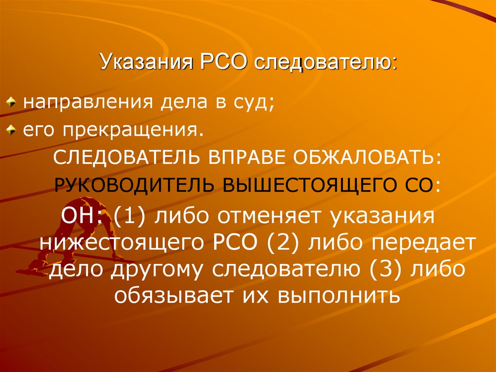 Указания РСО следователю: