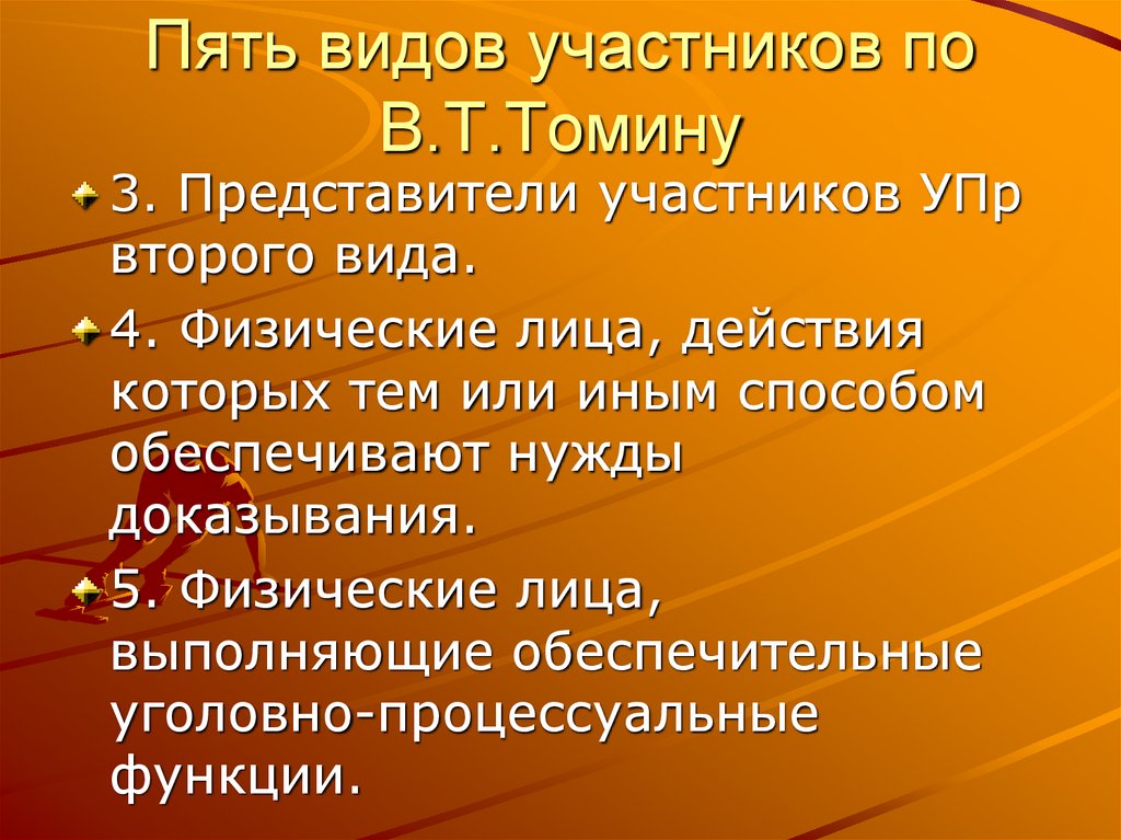 Пять видов участников по В.Т.Томину