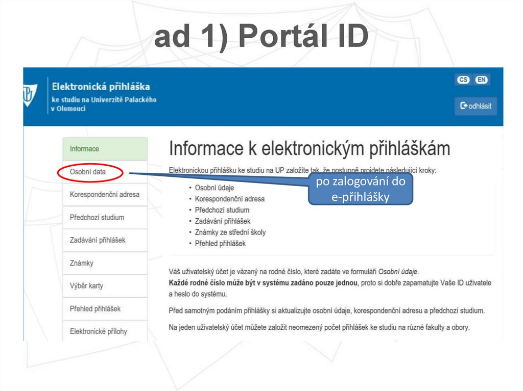 ad 1) Portál ID