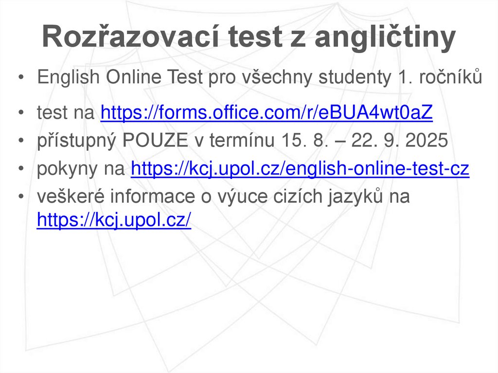 Rozřazovací test z angličtiny
