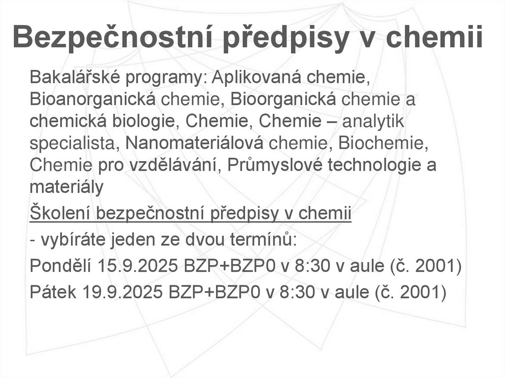 Bezpečnostní předpisy v chemii